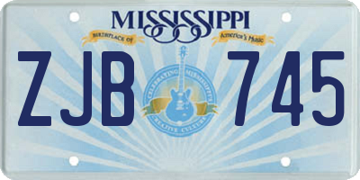 MS license plate ZJB745