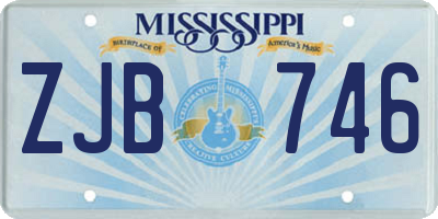 MS license plate ZJB746
