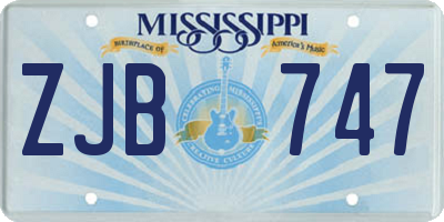 MS license plate ZJB747