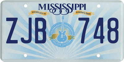 MS license plate ZJB748