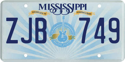 MS license plate ZJB749