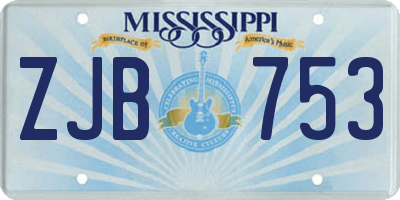 MS license plate ZJB753