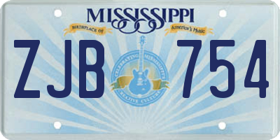 MS license plate ZJB754