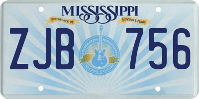 MS license plate ZJB756