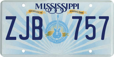 MS license plate ZJB757