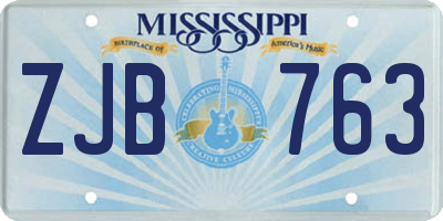 MS license plate ZJB763