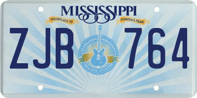 MS license plate ZJB764