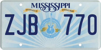 MS license plate ZJB770