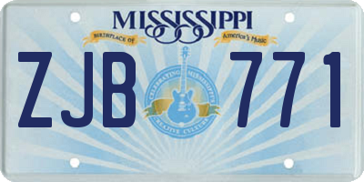 MS license plate ZJB771