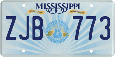MS license plate ZJB773