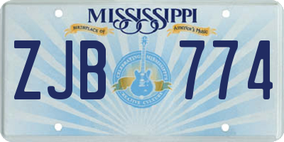 MS license plate ZJB774
