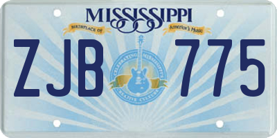 MS license plate ZJB775