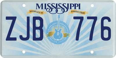 MS license plate ZJB776