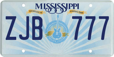 MS license plate ZJB777