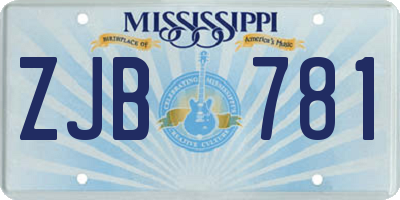 MS license plate ZJB781