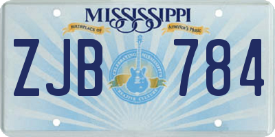 MS license plate ZJB784