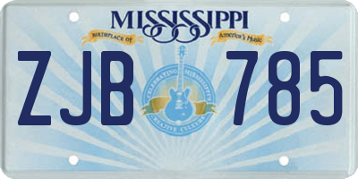 MS license plate ZJB785
