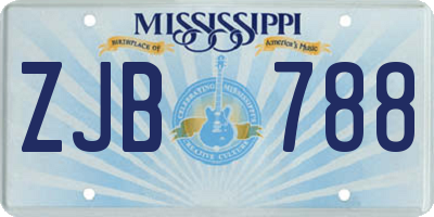 MS license plate ZJB788