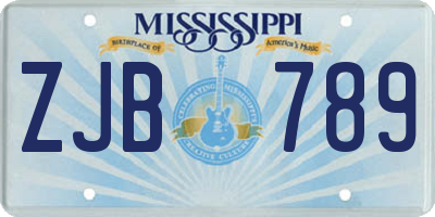 MS license plate ZJB789