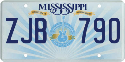 MS license plate ZJB790