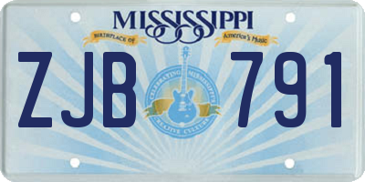 MS license plate ZJB791