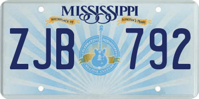 MS license plate ZJB792