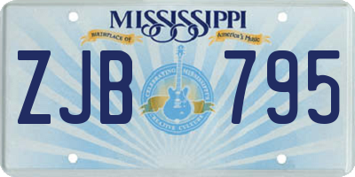 MS license plate ZJB795