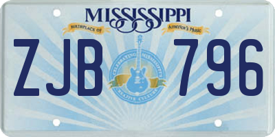 MS license plate ZJB796