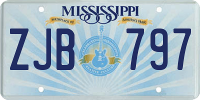 MS license plate ZJB797