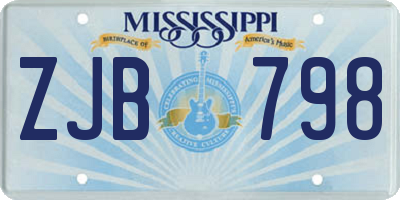 MS license plate ZJB798