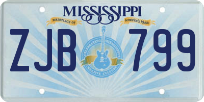 MS license plate ZJB799