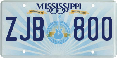 MS license plate ZJB800