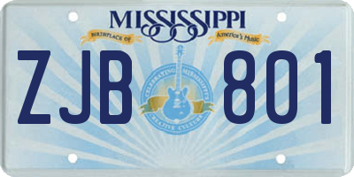 MS license plate ZJB801