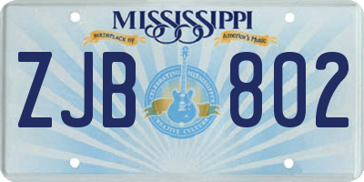 MS license plate ZJB802