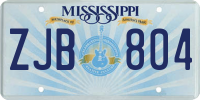MS license plate ZJB804
