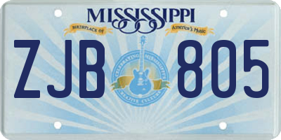 MS license plate ZJB805