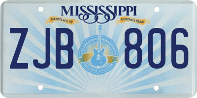 MS license plate ZJB806