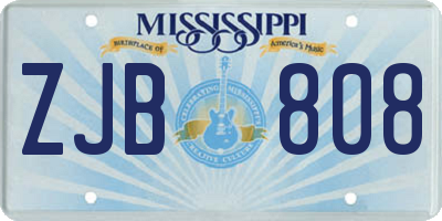 MS license plate ZJB808