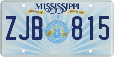 MS license plate ZJB815