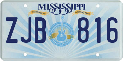 MS license plate ZJB816