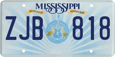 MS license plate ZJB818
