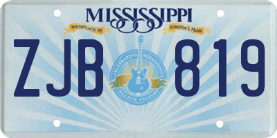MS license plate ZJB819
