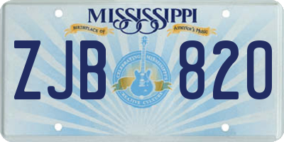 MS license plate ZJB820