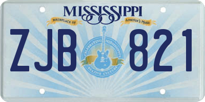 MS license plate ZJB821