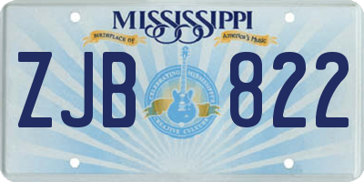 MS license plate ZJB822