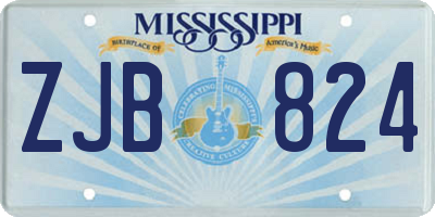 MS license plate ZJB824