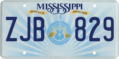 MS license plate ZJB829