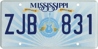 MS license plate ZJB831