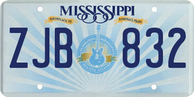 MS license plate ZJB832
