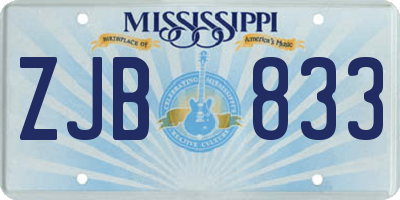 MS license plate ZJB833